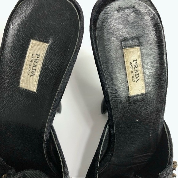 PRADA Velvet embelished heels Crystal Rhinestone curved heel 37.5 - Picture 8 of 16